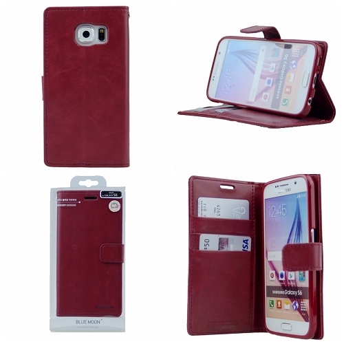 Samsung S6 Goospery Bluemoon Diary Case, Burgundy