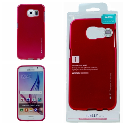 Samsung S6 Goospery iJelly Metal Case, Hot Pink