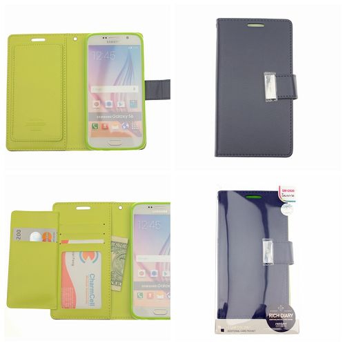 Samsung S6 Goospery Rich Diary Case, Navy Blue