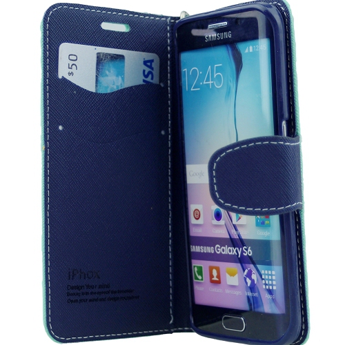 Samsung S6 Iphox Flip Case, Teal