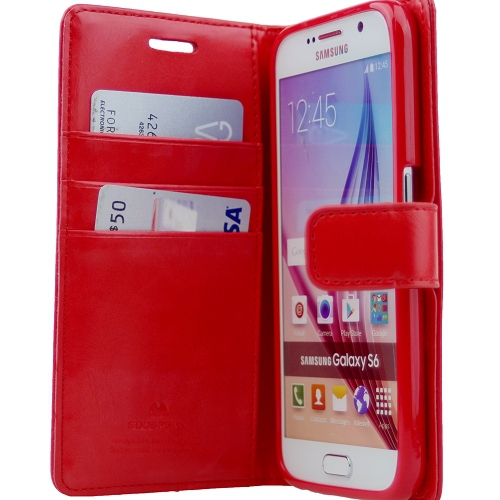 Samsung S6 Goospery Bluemoon Diary Case, Red