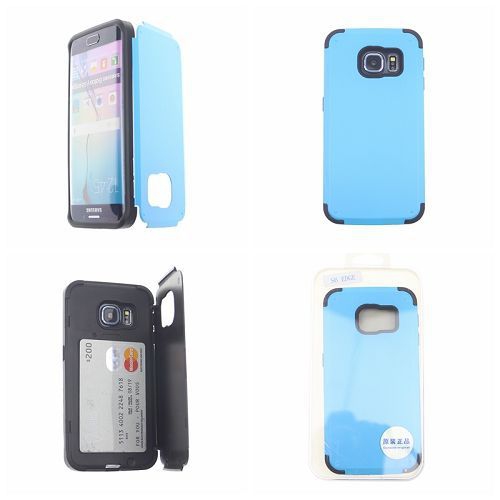 No Package Samsung Galaxy S6 Light Blue Inverse Advanced Armor Stand Case Card Wallet