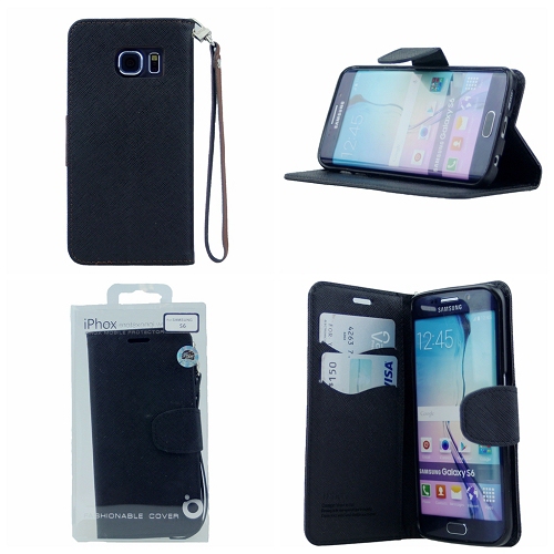 Samsung S6 Iphox Flip Case, Black