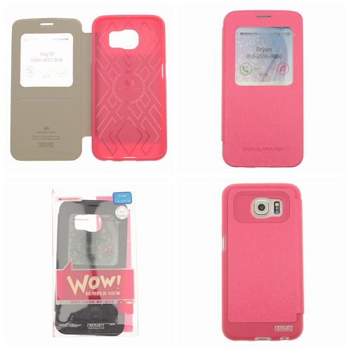CLEARANCE SALE! FINAL SALE! Samsung S6 Goospery Bumper View Flip, Hot Pink