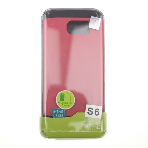 No Package Samsung S6 Matt Dual Layer Armor Case, Red