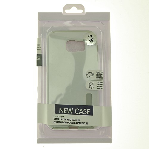 No Package Samsung S6 New Dual Layer Armor Case, Blanc