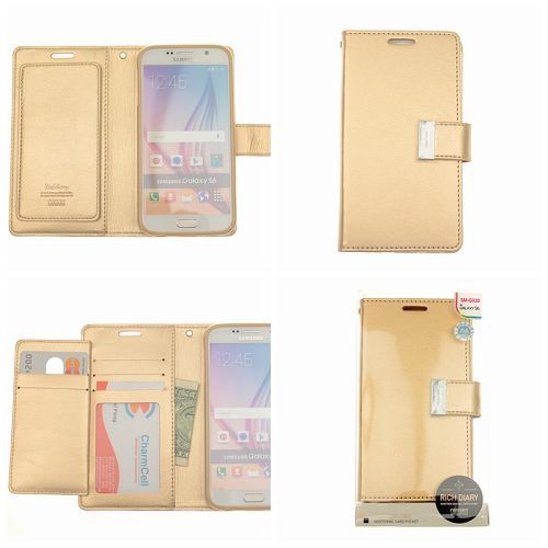 Samsung S6 Edge Goospery Rich Diary Case, Gold