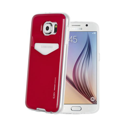 Samsung S6 Edge Goospery Slim Plus Card Pocket Case, Red