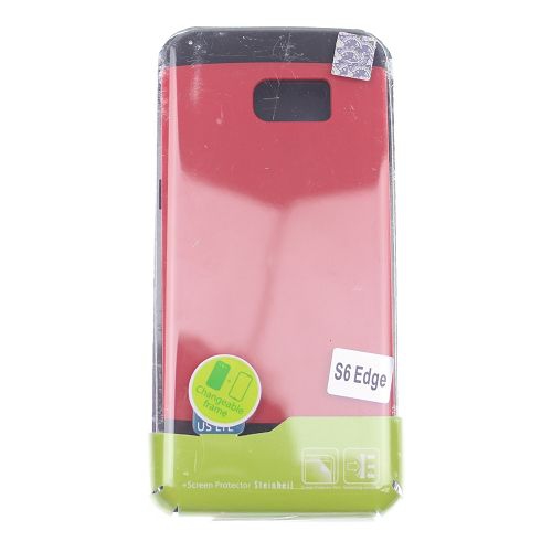 No Package Étui d'armure double couche mat pour Samsung S6 Edge, rouge