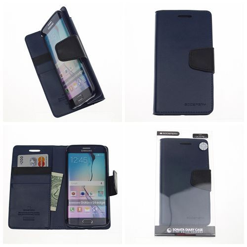 Samsung S6 Edge Plus Goospery Sonata Diary Case, Navy Blue