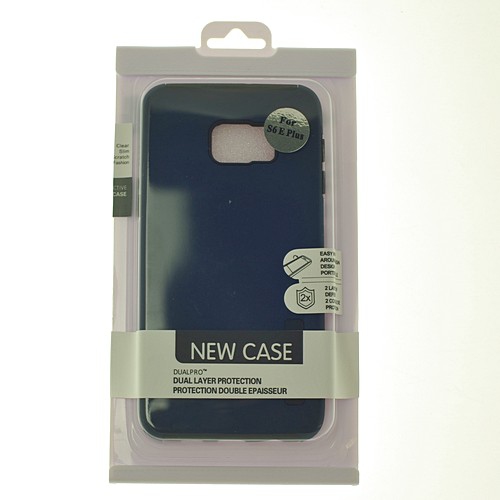 No Package Étui Samsung S6 Edge Plus New Dual Layer Armor, bleu marine