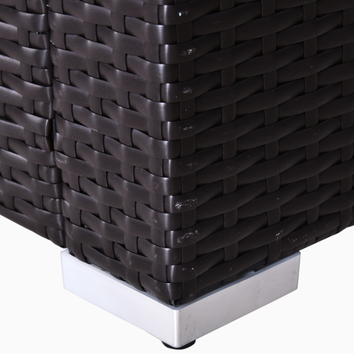 Ensemble de meubles d'extérieur en rotin Outsunny de 7 pièces, ensemble de patio modulaire en osier avec coussins et table basse en verre trempé,