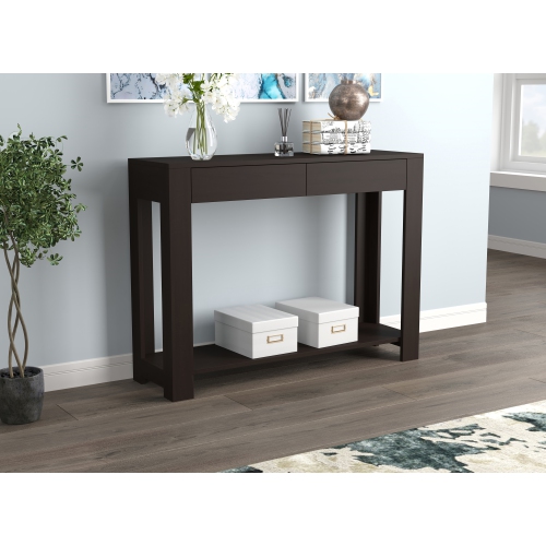 Console Table/Accent Wall Table – 40" Long with 2 Drawers and 1 Shelf, Cappuccino Finish