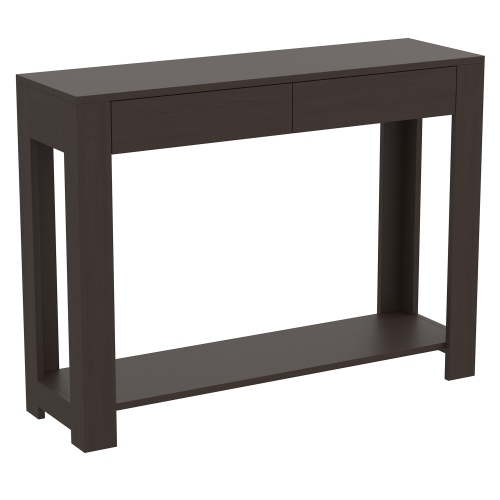Console Table/Accent Wall Table – 40" Long with 2 Drawers and 1 Shelf, Cappuccino Finish