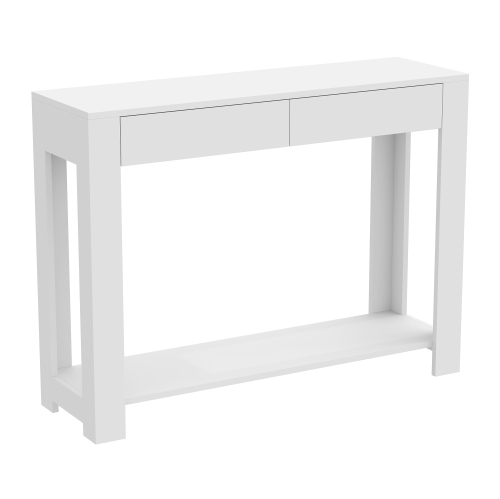 Console Table/Accent Wall Table – 40" Long with 2 Drawers and 1 Shelf, White Finish