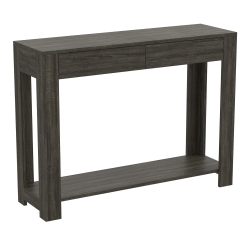 Stylish & Functional Console Table – 40" Long with 2 Drawers and 1 Shelf, Dark Grey Wood Finish
