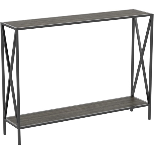 Console Table Dark Grey Wood 1 Shelf Black Metal