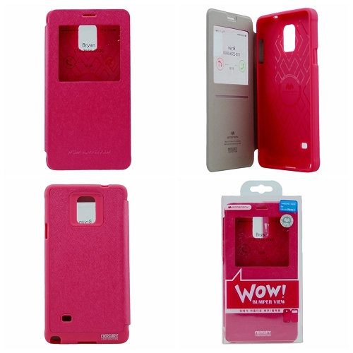 Samsung Note 4 Goopery WOW Bumper Flip, rose vif