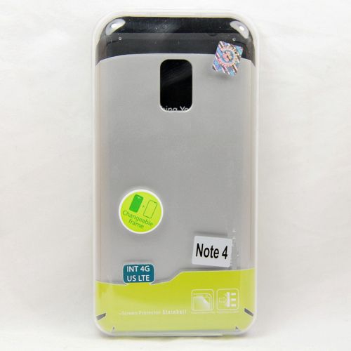 TopSave No Package! Vente finale! Coque rigide double couche PC + TPU pour Samsung Note 4, argent