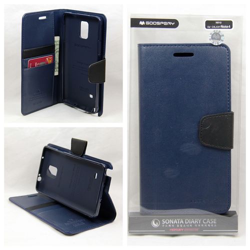 Samsung Note 4 Goospery Sonata Diary, bleu marine