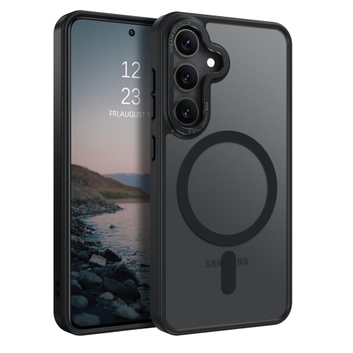 TopSave Strong Magnetic Compatible with MagSafe, Translucent Matte Slim Protective Case with Raised Camera Lens and Metallic Trim For Samsung Galaxy