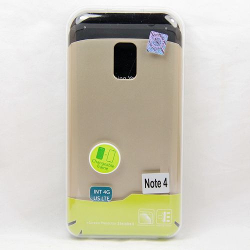 TopSave No Package! Vente finale! Coque rigide double couche PC + TPU pour Samsung Note 4, or