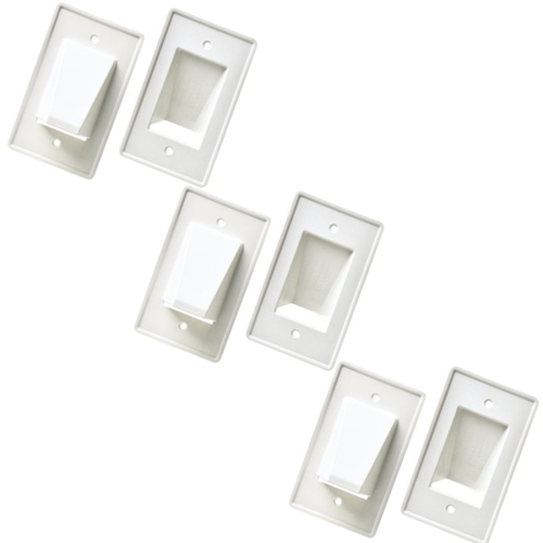 GLOBALTONE  - Recessed Wall Plate for Cables, Reversible Inside Or Outside The Wall, Package Of 3 In White