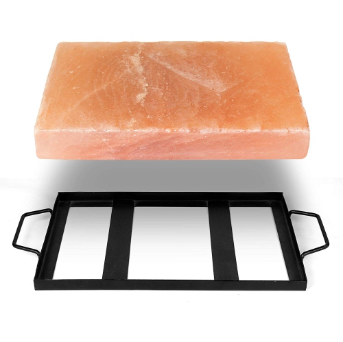 Grill Parts Zone Himalayan Salt Plate and Holder Set, 8" X 8" X 2"