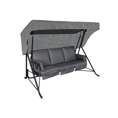 F. Corriveau International - Outdoor Swing 3 Places, Reclining, Steel Frame, Black