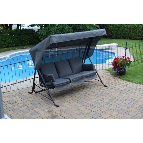 F. Corriveau International - Outdoor Swing 3 Places, Reclining, Steel Frame, Black