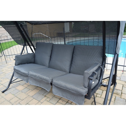 F. Corriveau International - Outdoor Swing 3 Places, Reclining, Steel Frame, Black
