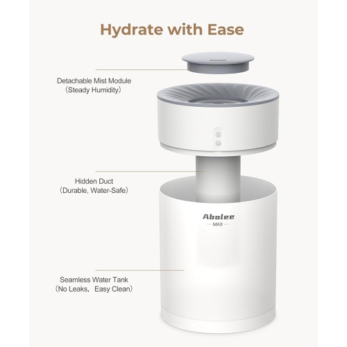 Humidificateur à vapeur froide à remplissage par le haut 4,5 L avec diffuseur d'huile essentielle, 45 heures de fonctionnement, ultrasonique