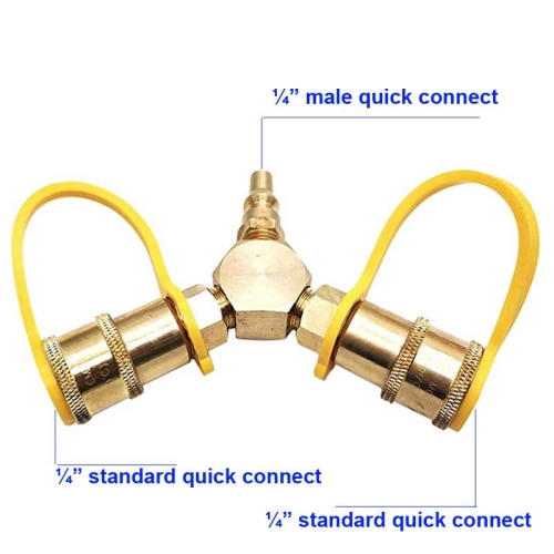 Grill Parts Zone Y Splitter 1/4" Quick Connect for RV Camping Propane Hose