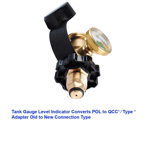 L’indicateur de niveau de réservoir de propane de la zone des pièces de la grille convertit le raccord POL en raccord QCC1/type 1 pour le camping-car