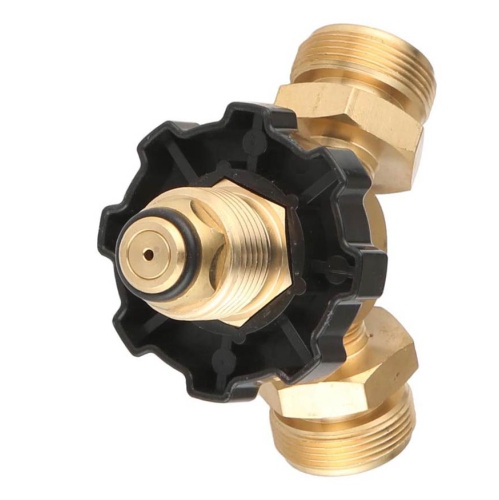 Grill Parts Zone Propane Male Tee Adapter 2-1 by 20 Throwaway Cylinder Thread with Two Disposable Fitting Appliances