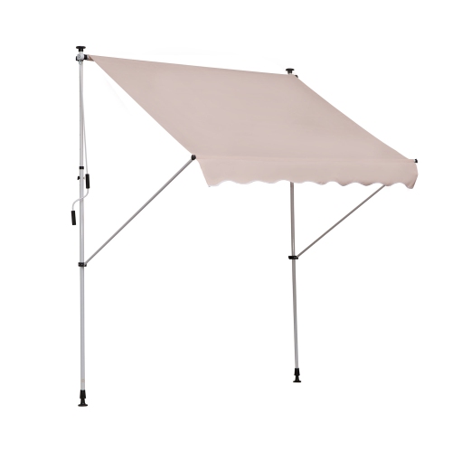 OUTSUNNY  6.6'x5' Manual Retractable Patio Awning Window Door Sun Shade Deck Canopy Shelter Water Resistant Uv Protector In Beige