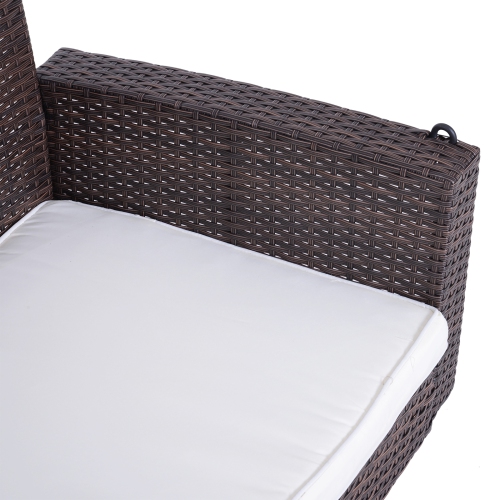 Outsunny 2-Person Patio Porch Swing Chair, Outdoor Rattan Hanging Bench with Cushion & 7.2 ft Steel Chains, Beige