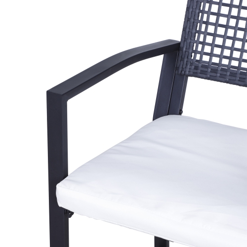 Outsunny 3 Pieces Outdoor Wicker Bar Set, Classic Bistro Bar Set Garden Rattan Style Patio Bar Table & High Chairs w/ Cushions Home Bar Furniture,