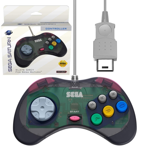 Retro-Bit SEGA Saturn Control Pad Original Port, Slate Grey