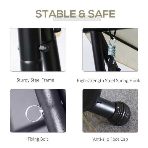 Outsunny 3-Seat Outdoor Patio Swing Chair, Converting Flat Bed, Canopy Swing with Adjustable Shade, Removable Cushions, Cup Holder, Cream White