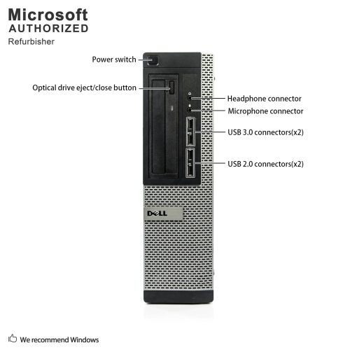 Refurbished - Dell OptiPlex 7010 Desktop,Intel Quad Core i5 3470 up to 3.6G,16G DDR3,240G SSD,DVDRW,Win10 Pro 64 Bit (EN/FR/ES)