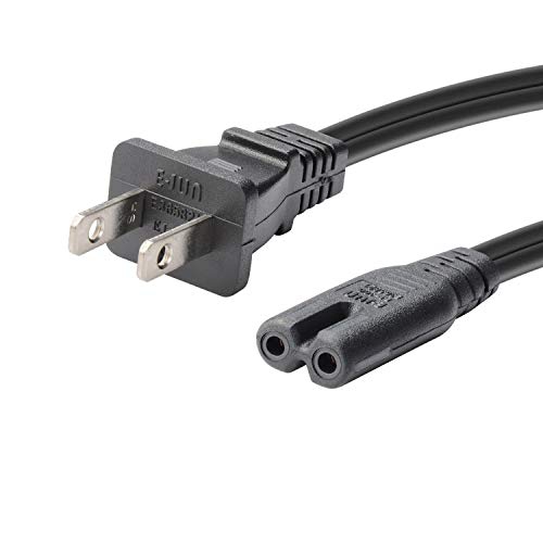 J&D  2-Slot Power Cord, 18 Awg Non-Polarized 2 Prong Power Cable Figure-8 Power Cord, Nema 1-15P to Iec C7 Ul Listed - 3