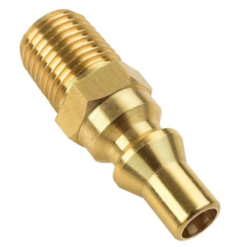 Grill Parts Zone Propane Brass Quick Connect Fitting Adapter- Full Flow Male Plug x 1/4" Male NPT for RV Portable BBQ