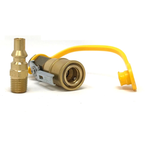 Zone des pièces du gril trousse de raccordement rapide au propane ou au gaz naturel 1/4 "- Robinet d'arrêt et bouchon de débit, laiton massif