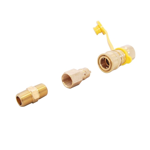 Grill Parts Zone Natural Gas Quick-Connect Kit 3/8" Male Pipe Thread x 3/8" Female Pipe Thread, Solid Bras