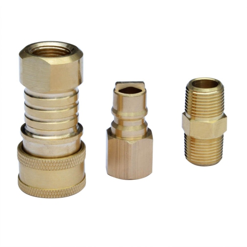 Grill Parts Zone Natural Gas Quick-Connect Kit 3/8" Male Pipe Thread x 3/8" Female Pipe Thread, Solid Bras