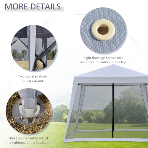 Outsunny 10x10ft Party Tent Canopy with Netting, Patio Screen House Slant Leg Outdoor Gazebo Sun Shade Shelter, Grey