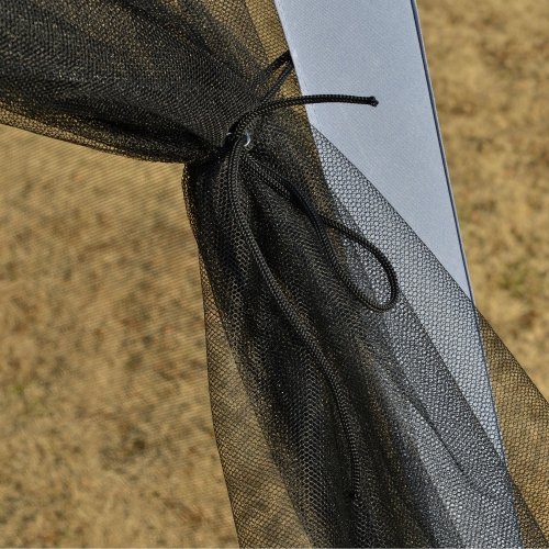 Outsunny 10x10ft Party Tent Canopy with Netting, Patio Screen House Slant Leg Outdoor Gazebo Sun Shade Shelter, Grey