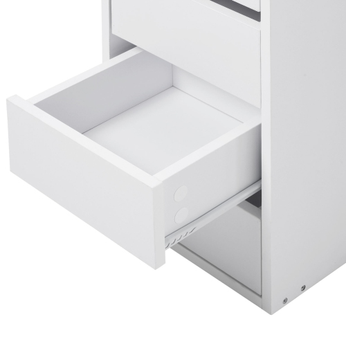 HOMCOM Corner Vanity Desk with Mirror, Makeup Vanity Table with 5 Drawers and Open Shelves, Dressing Table with 3-piece Mirror for Bedroom, White