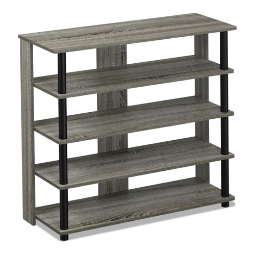 Furinno Turn-N-Tube Engineered Wood 5-Tier Wide Shoe Rack in French Oak Gray